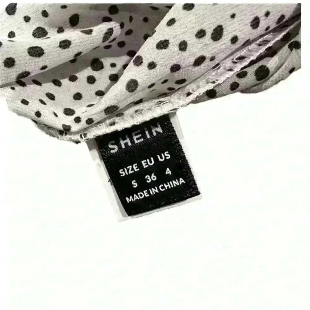 SHEIN Allover print layer long sleeve ivory and black blouse bell sleeves small - Picture 6 of 10